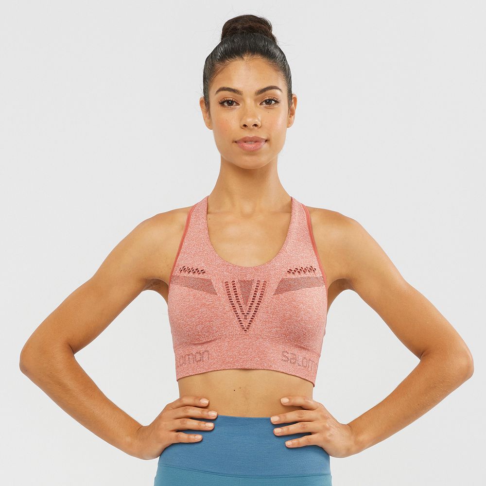 SALOMON ESSENTIAL MOVE ON SEAMLESS Philippines - Women's Sport Bra - Brick Dust | 563249-DYH